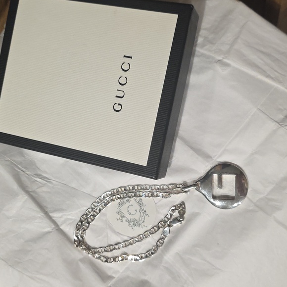 Gucci Square G Cut Out Sterling Silver Nickel - Picture 14 of 15